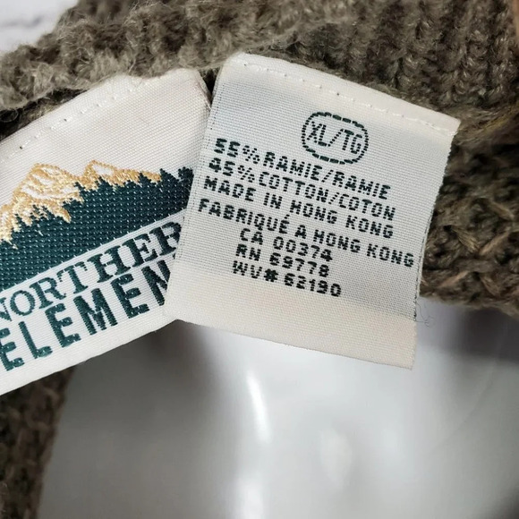 Vintage 80s Northern Elements Oversized Shaker Sweater Olive Green  Men's XL - Picture 3 of 13